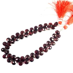 Red Garnet Pear Shape Gemstone Beads Briollets 10 Inches Strand