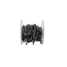 Black Rhodium Plated Mix Shape Black Onyx Gemstones Bezel Set Connector 925 Sterling Silver Chains