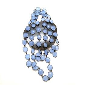Wholesale Blue Chalcedony Nuggets Gemstone Bezel Continuous Chains