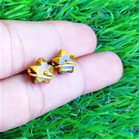 18k Gold Plated Wire Star Shape Tiger Eye Gemstone Stud Earrings