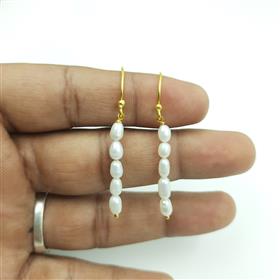 Hanging Five Pearl Beads Gemstone Round Stud Earrings