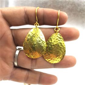 Wholesale 18k Gold Plated Hammered Texture Brass Earrings
