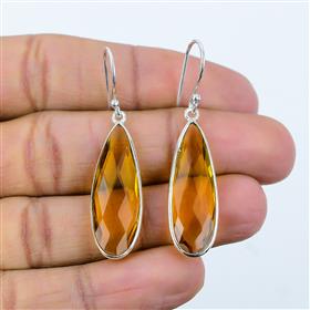 Wholesale Citrine Quartz Pear Gemstone Dangle Earrings
