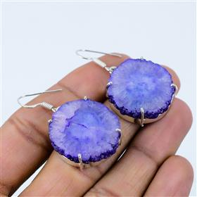 Wholesale Handmade Purple Solar Quartz Gemstone Dangle Earrings