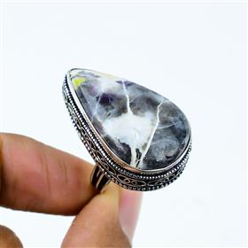 Tiffany Pear Shape Gemstone Silver Handmade Boho Rings