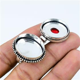 Natural Red Coral Gemstone Silver Rings