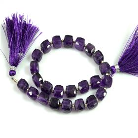 Amethyst Cushion Box Gemstone Beads Strand 10 Inches For Wholesale Buyers