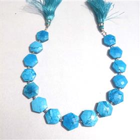 Howlite Turquoise Hexagon Shape Gemstone Briolette Beads 16 Inches Strand