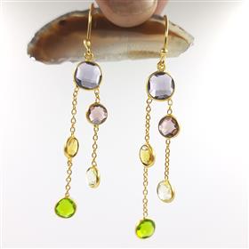 Wholesale Round Multi Gemstones Hanging Dangle Earrings