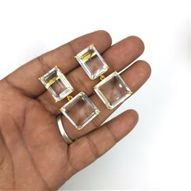 Wholesale Beautiful Crystal Quartz Hexagon Gemstone Dangle Earrings