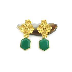 Wholesale Handmade Green Onyx Gemstone Dangle Earrings