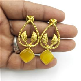 Wholesale Yellow Monalisa Gemstone Dangle Earrings