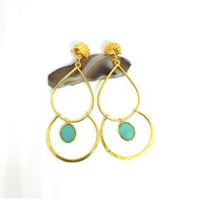 Wholesale Aqua Chalcedony Gemstone Hanging Dangle Earrings