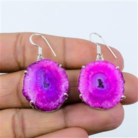 Wholesale Pink Solar Quartz Gemstone Handmade Dangle Earrings