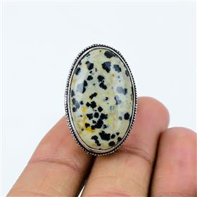 Natural Dalmation Jasper Gemstone Handmade Boho Ring