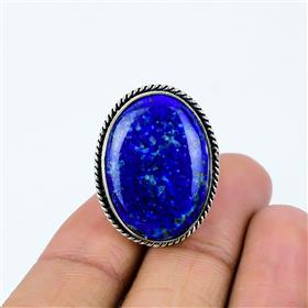 Natural Oval Shape Lapis Lazuli Gemstone Handmade Ring