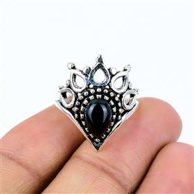 Natural Black Onyx Gemstone Crown Rings