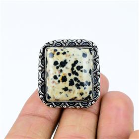Natural Dalmation Jasper Rectangle Gemstone Rings