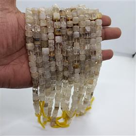 Natural Golden Rutile Square Box Gemstone Beads