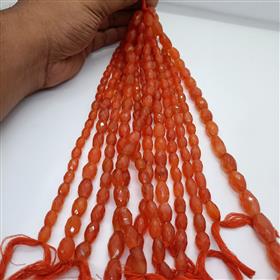 Natural Roundel Shape Faceted Carnelian Gemstone Beads