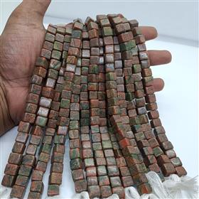 Natural Unakite Square Box Gemstone Beads