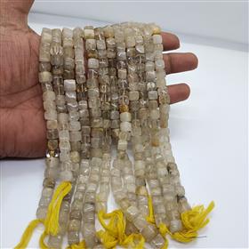 Natural Golden Rutile Square Box Gemstone Beads