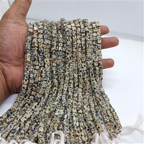 Natural Dalmation Jasper Square Box Beads